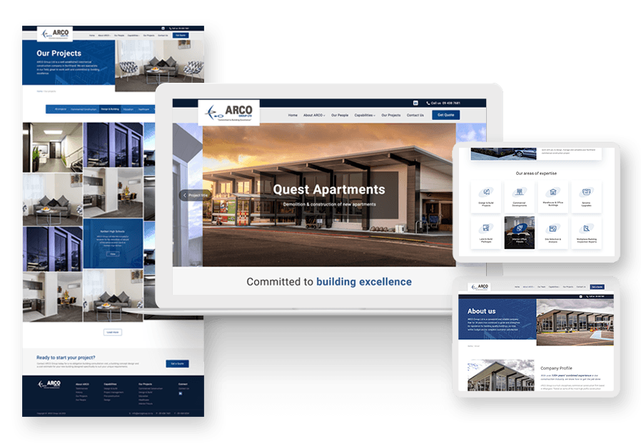 Hoklinvertaic created the website for construction company ARCO to present their services